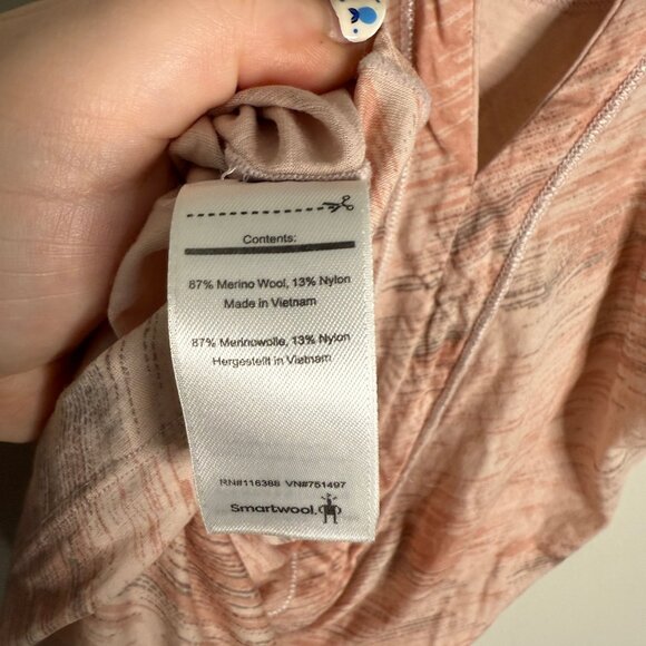 Smartwool Women's Pink Gray Pattern Merino Wool Base Layer Athleisure Tank Top - Picture 5 of 5